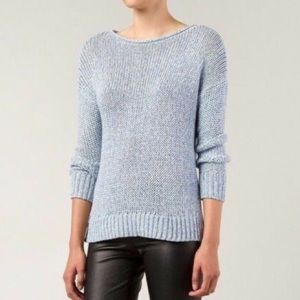 Vince Rolled Neck Cotton Blue Sweater Size Large